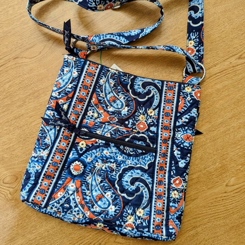 Vera Bradley Marrakesh Crossbody Hipster purse NWT Pockets Quilted Orange/Blue